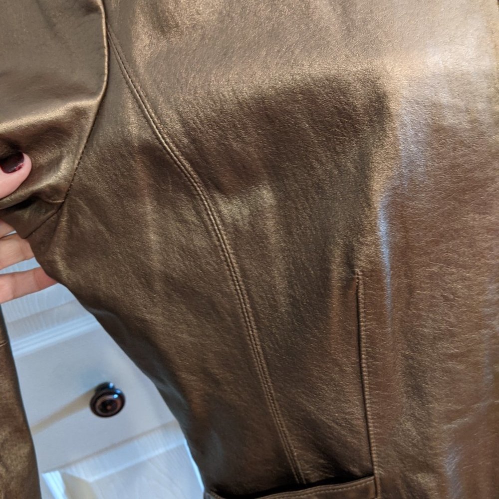 Bernardo Bronze Metallic Leather Jacket - Picture 5 of 9